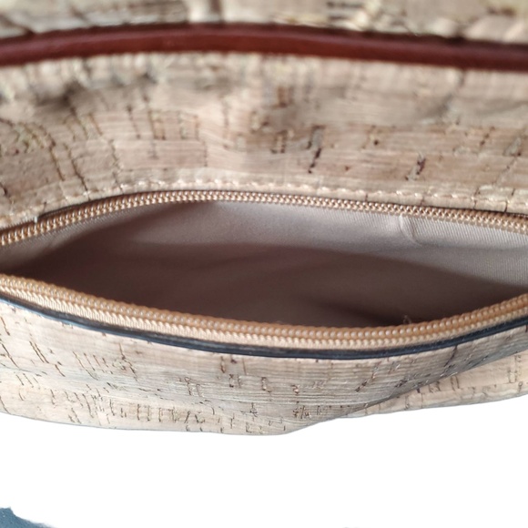 We Are Portugal Natural Cork Patchwork Crossbody Purse Brown Strap - Picture 6 of 10